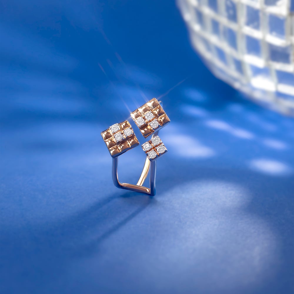 Sequin Dazzle Gold & Diamond Finger Ring,,hi-res image number null