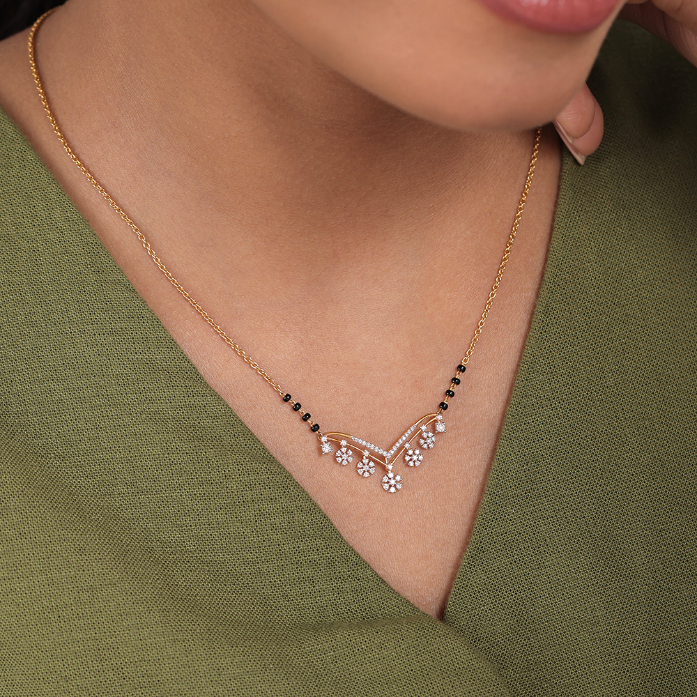 Blossom Beauty 18 Kt Gold and Diamond Mangalsutra,,hi-res image number null
