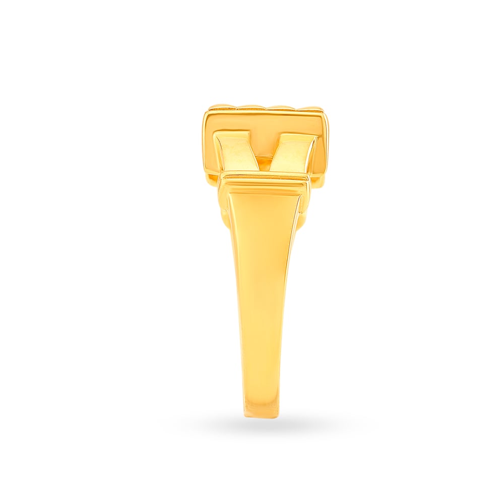 Impressive 22 Karat Yellow Gold Spiked Square Finger Ring,,hi-res image number null