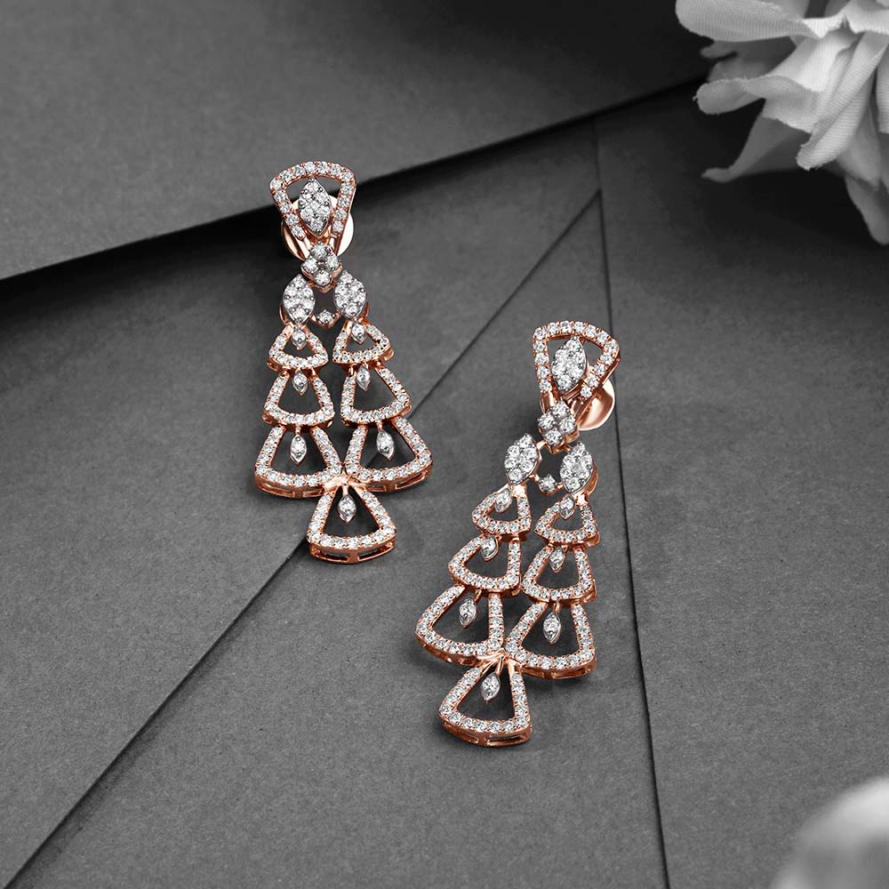 Floral Diamond Stud Earrings-baongoctrading.com.vn