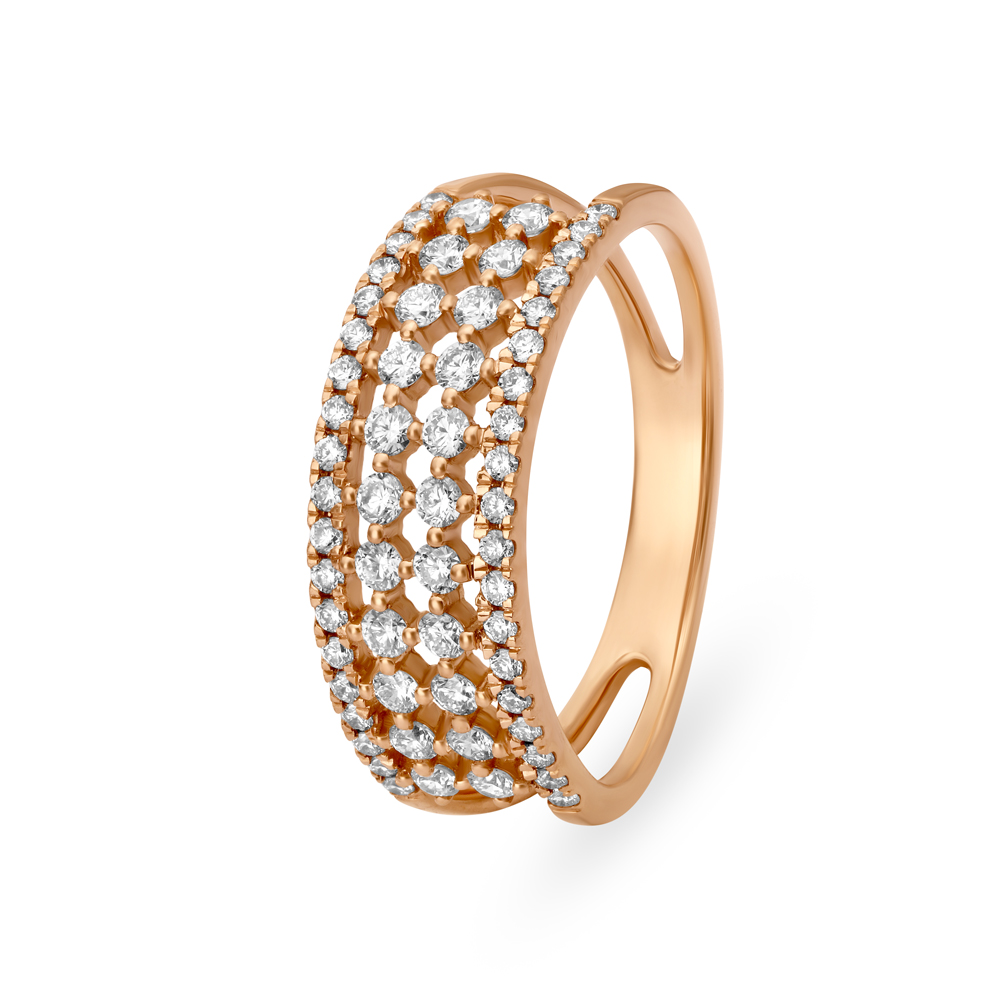 Elaborate Multi Stone Rose Gold and Diamond Mesh Ring,,hi-res image number null