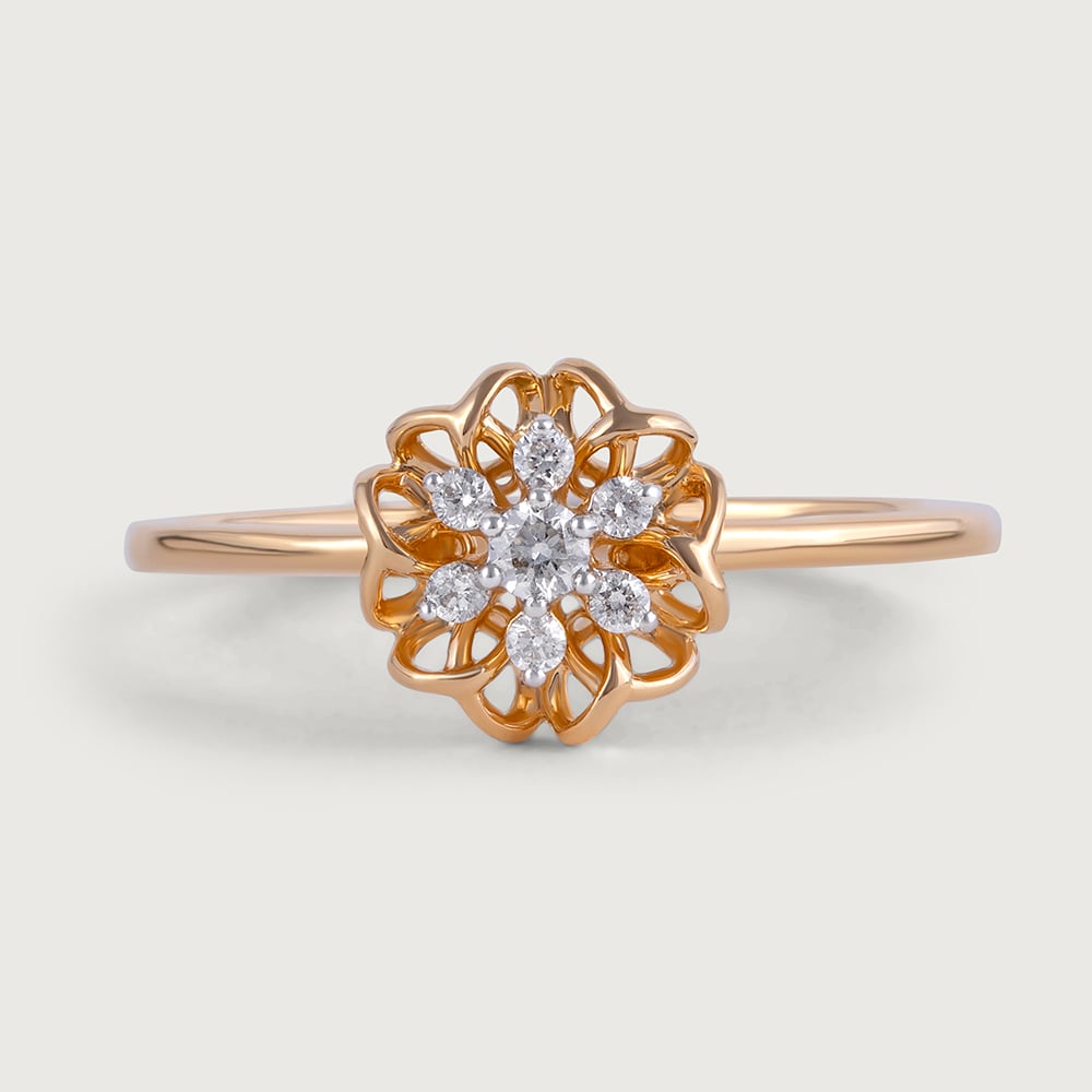 Crochet Vibes Gold and Diamond Finger Ring,,hi-res image number null