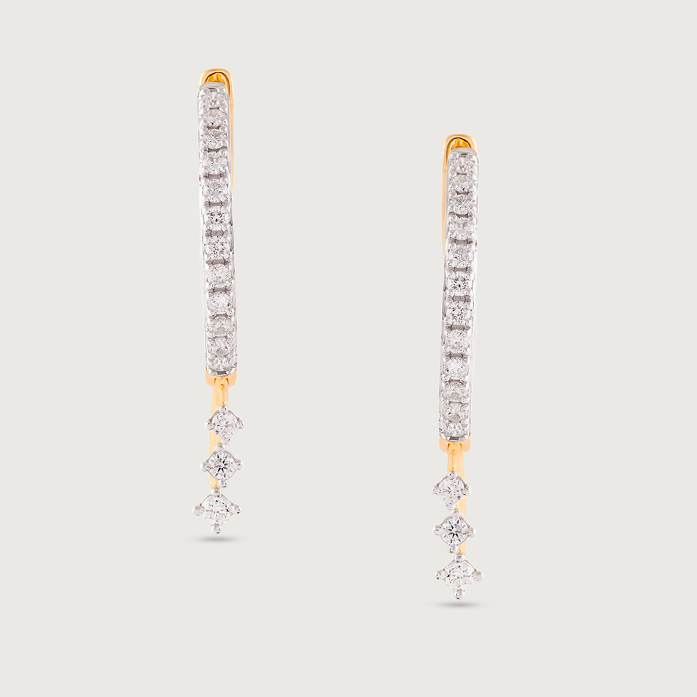 Dangle Chic Gold & Diamond Hoop Earrings,,hi-res image number null