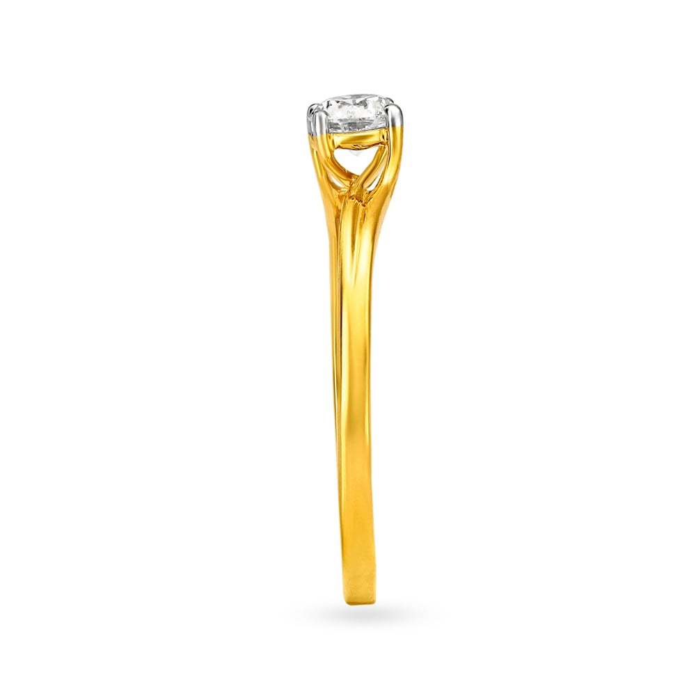 Classic 18 Karat Yellow Gold Solitaire Finger Ring,,hi-res image number null
