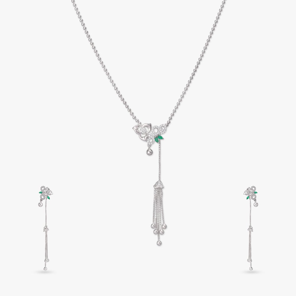 

Twinkle Vine Silver Pendant with Chain and Earrings Set