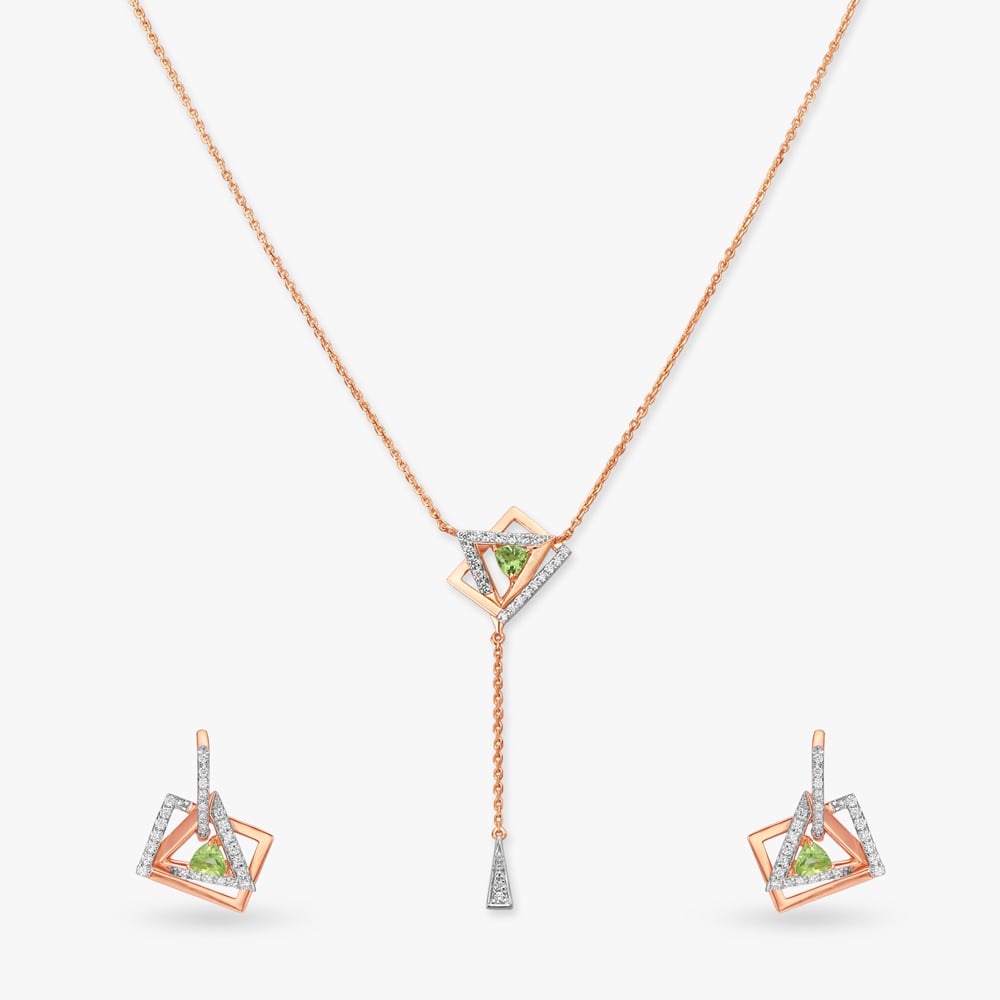 Geometric Diamond Necklace Set,,hi-res image number null