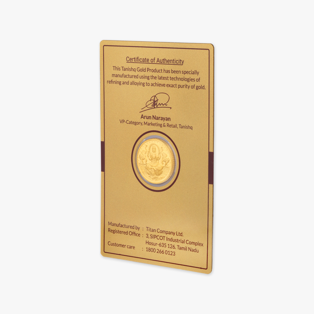 5 gram 24 Karat Gold Coin with Lakshmi Motif,,hi-res image number null