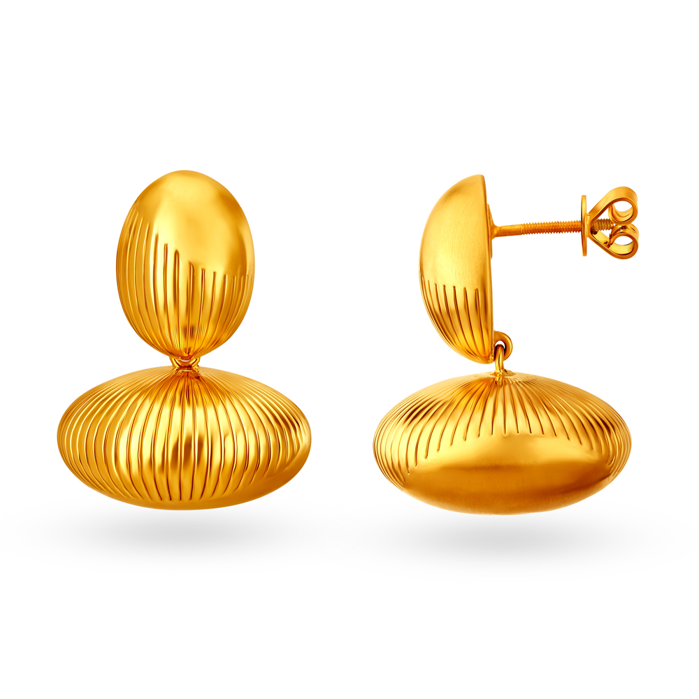 Ribbed Gold Drop Earrings,,hi-res image number null