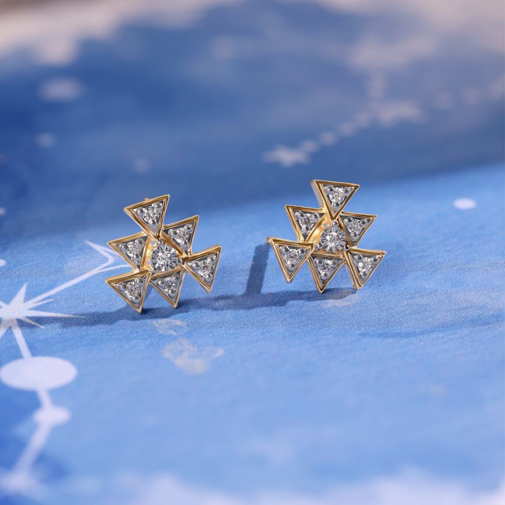 Chic Cosmic Stars 14KT Diamond Stud Earrings,,hi-res image number null