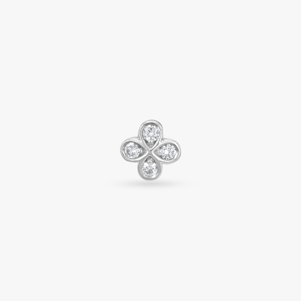 Lucky Clover Diamond Nose Pin,,hi-res image number null