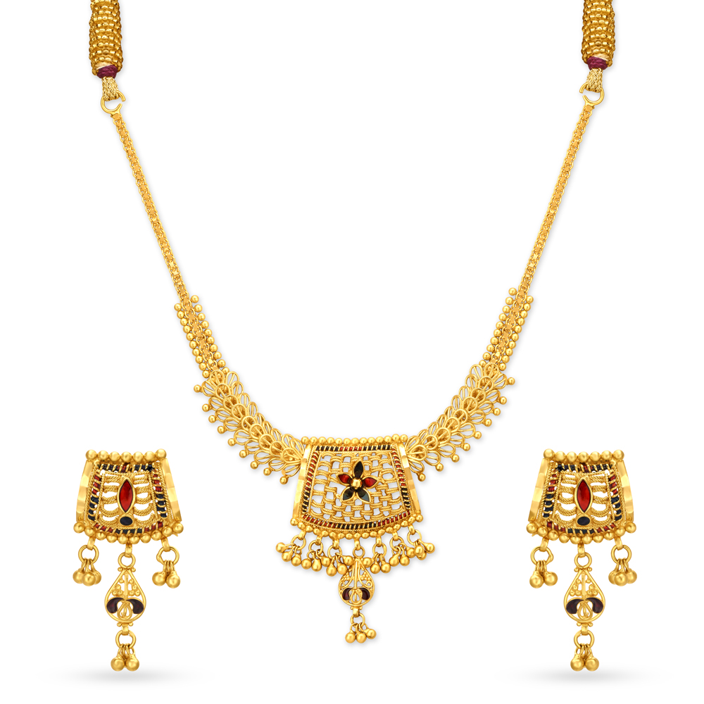 Rhombic Gold Necklace Set,,hi-res image number null