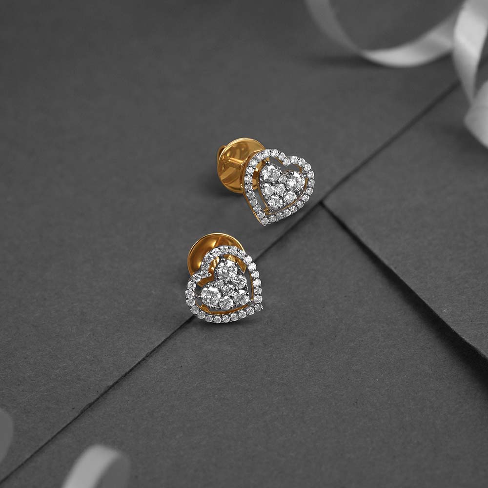 Heart Shaped Diamond Stud Earrings,,hi-res image number null