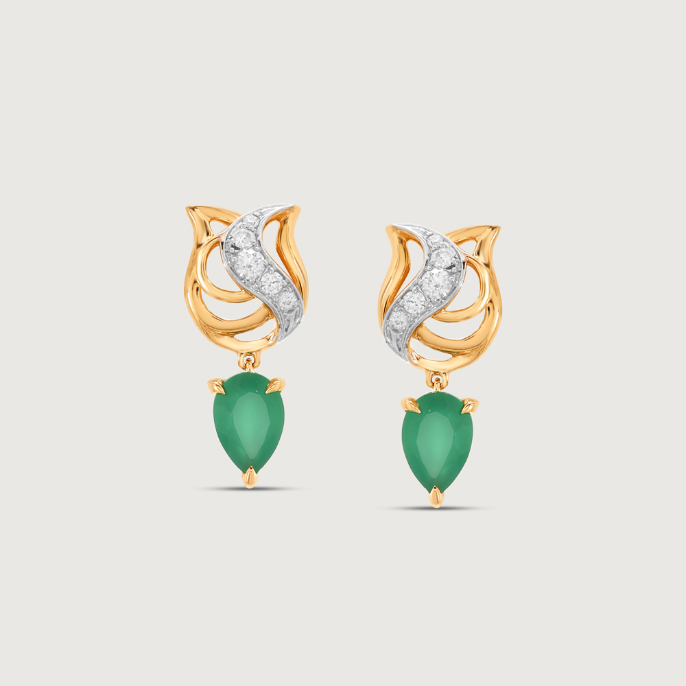 Paisley Lotus Diamond Drop Earrings,,hi-res image number null