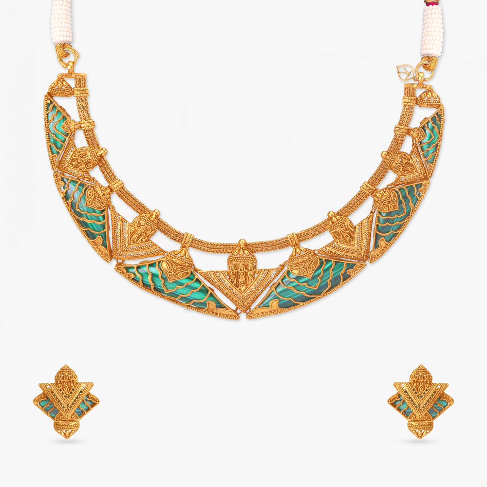 Bejewelled Path Gold Necklace Set,,hi-res image number null