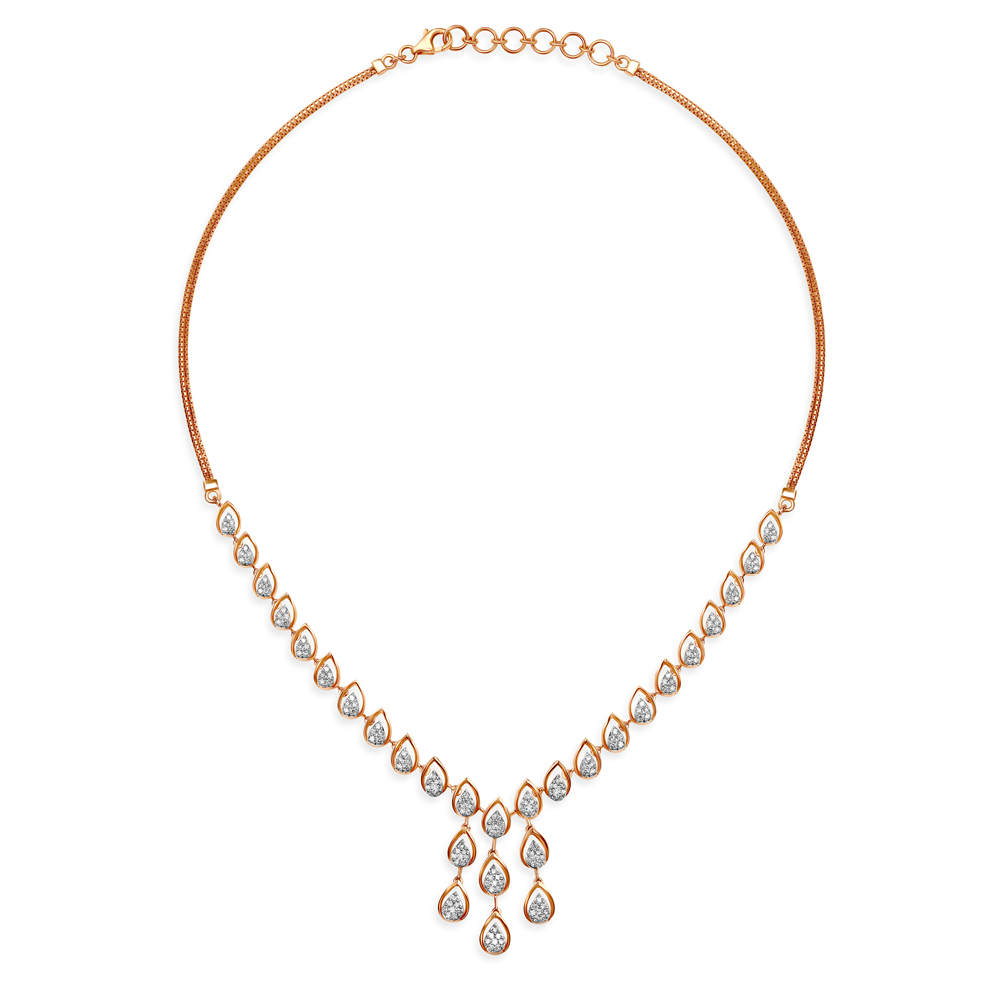 Ethereal Rose Gold And Diamond Teardrop Necklace Set,,hi-res image number null