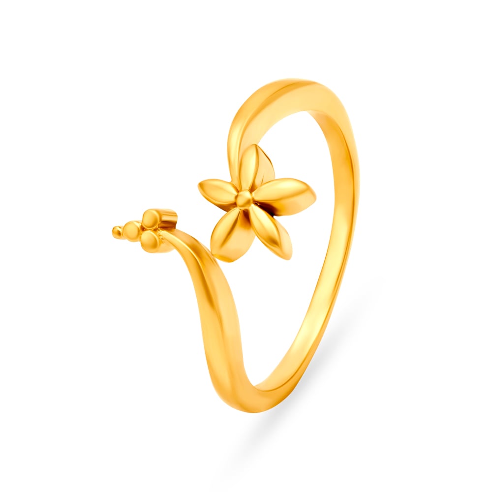 Exquisite 22 Karat Yellow Gold Floral Finger Ring,,hi-res image number null