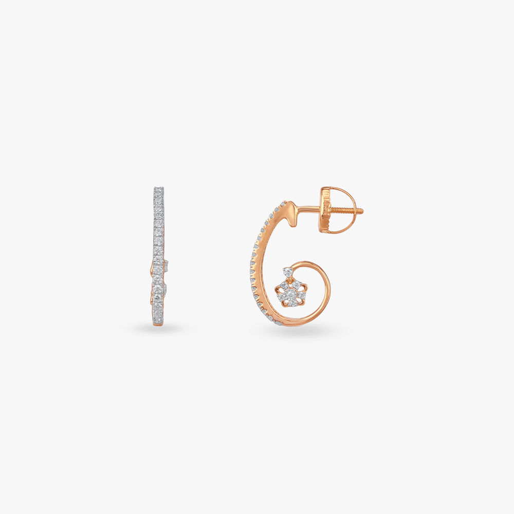 Blooming Spiral Diamond Hoop Earrings,,hi-res image number null