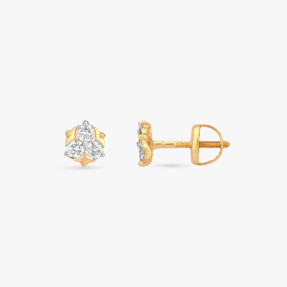 Triple Twinkle Diamond Stud Earrings For Kids,,hi-res image number null