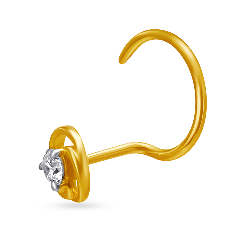 Rosy Diamond and Gold Nose Pin,,hi-res image number null