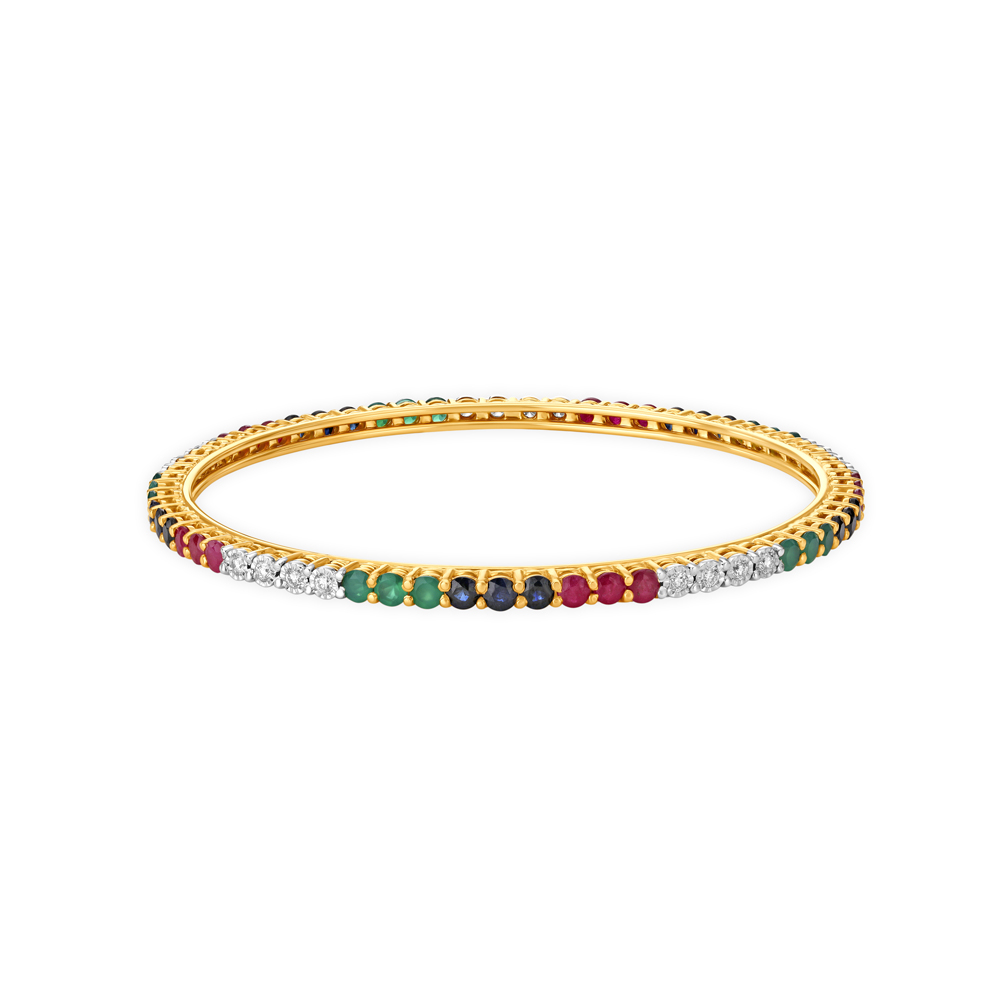 Eclectic Assorted Stones Bangle in Yellow and White Gold,,hi-res image number null