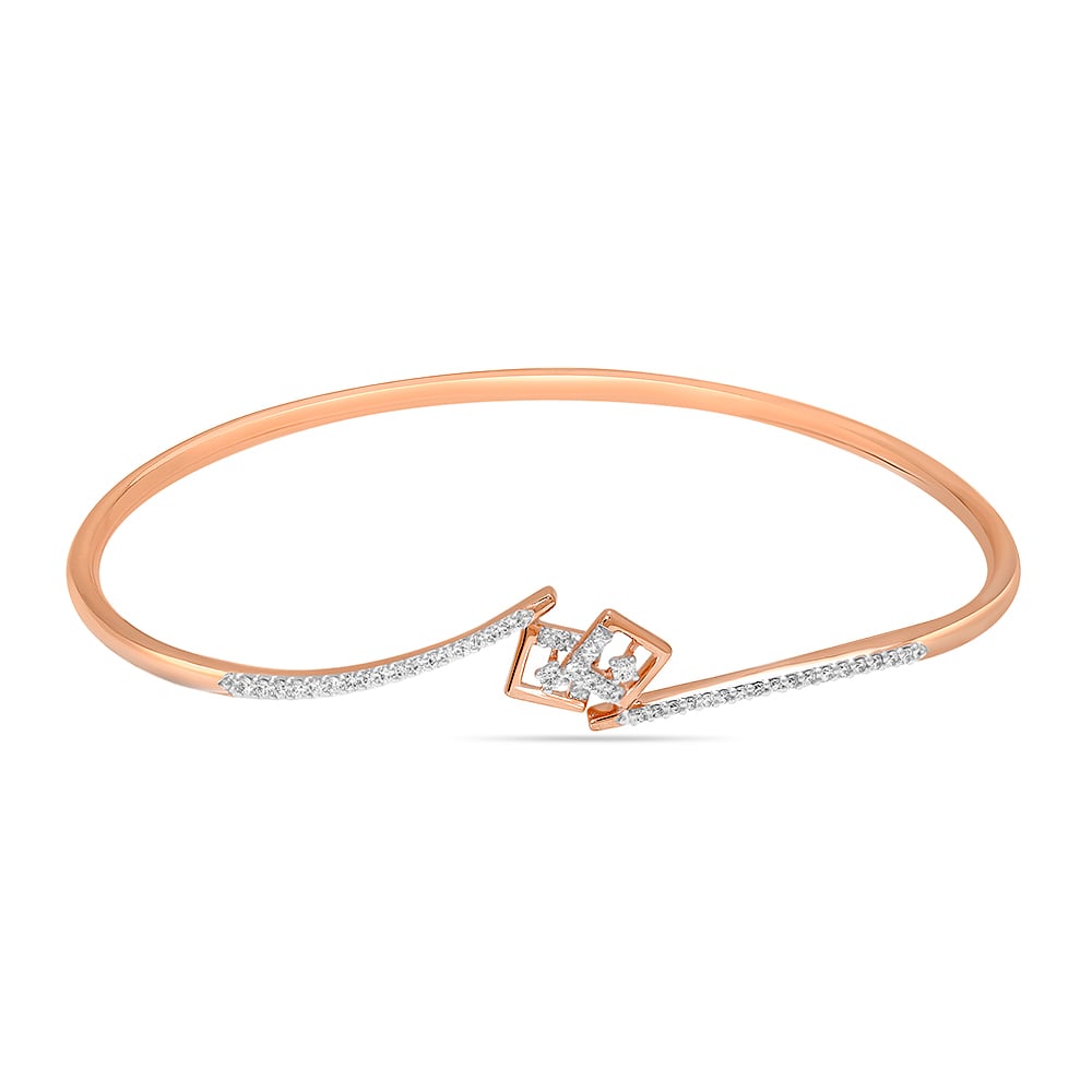 14KT Rose Gold Chic Dual-Tone Rhombus Diamond Bangle,,hi-res image number null