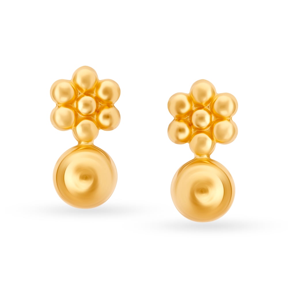 

Alluring Floral Gold Stud Earrings for Kids