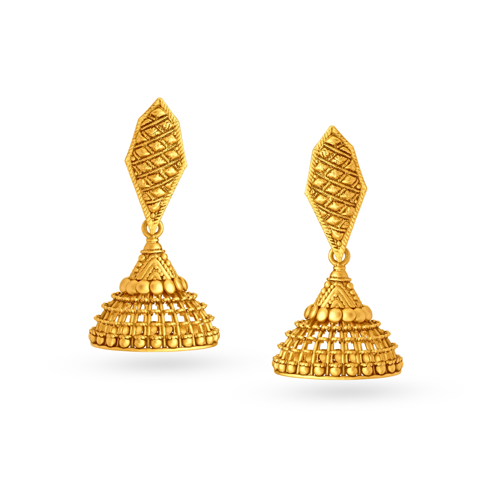 Ornate Dazzling Gold Jhumkas,,hi-res image number null