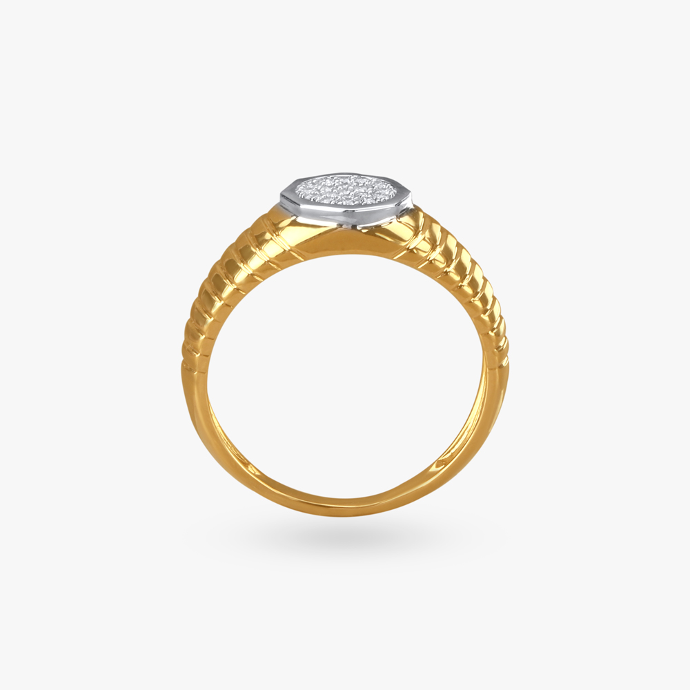 Refined Dual-Tone Diamond Finger Ring for Men,,hi-res image number null
