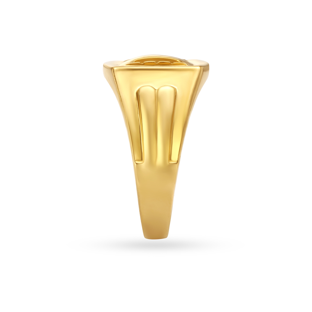 Abstract Rugged Pattern Gold Finger Ring For Men,,hi-res image number null