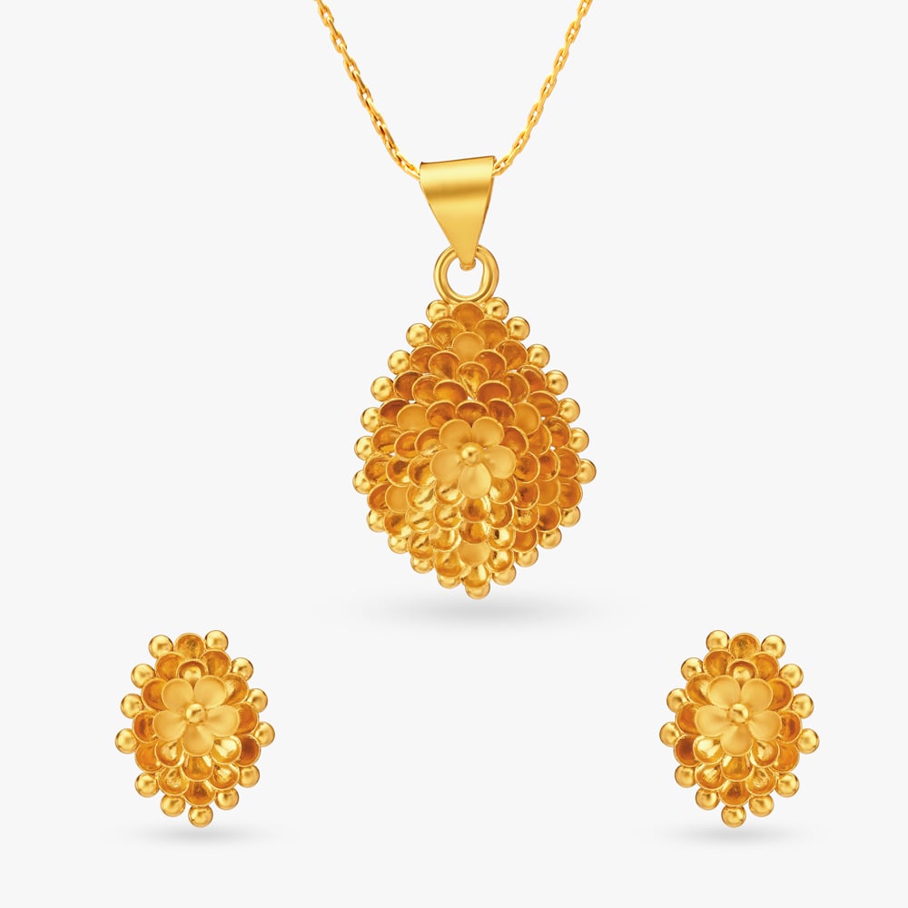 Luxe Gold Pendant and Earrings Set,,hi-res image number null