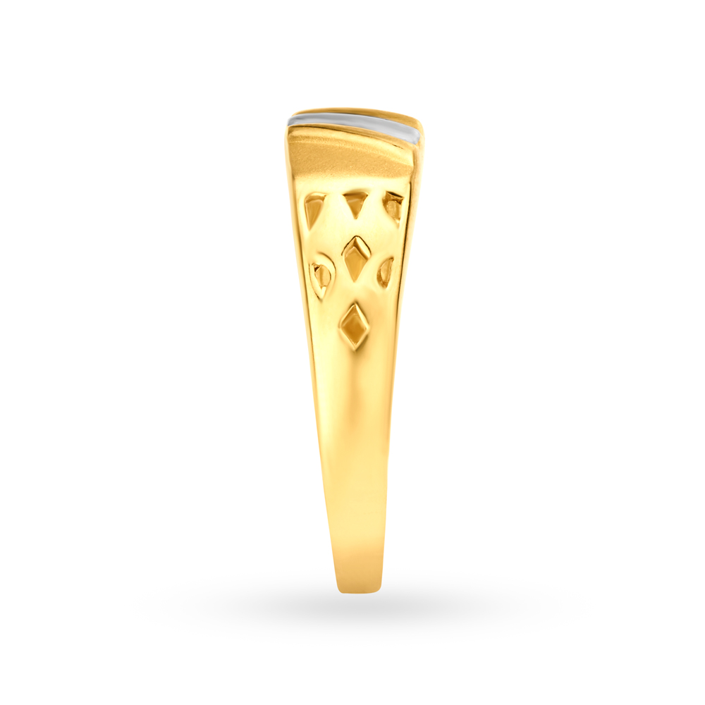 Elegant 22 Karat Yellow Gold Mesh Pattern Rectagular Finger Ring,,hi-res image number null
