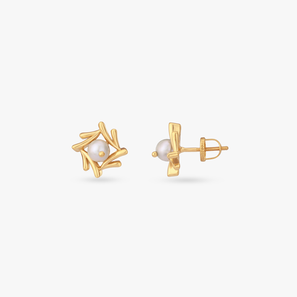 Floral Nest Gold Stud Earrings,,hi-res image number null