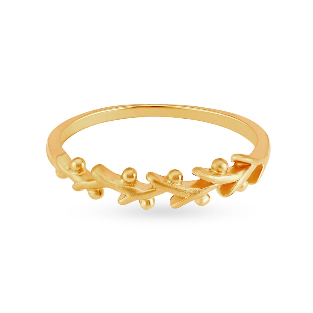 Entrancing Leaf Pattern Gold Finger Ring,,hi-res image number null