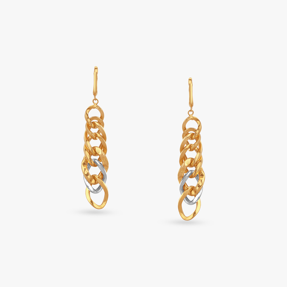 Interlinked Brilliance Gold Drop Earrings,,hi-res image number null
