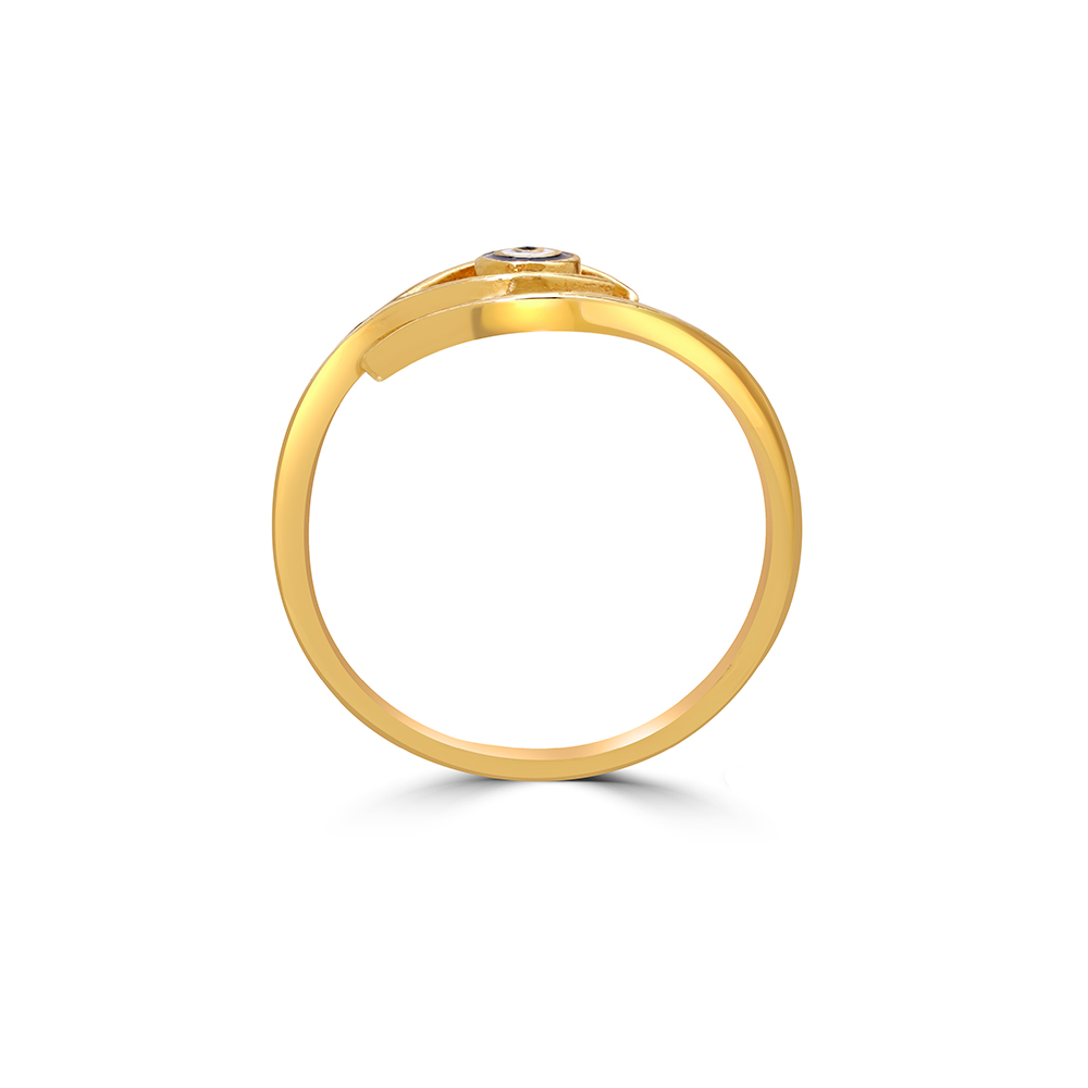 14KT Yellow Gold Curvy Evil Eye Design Ring,,hi-res image number null
