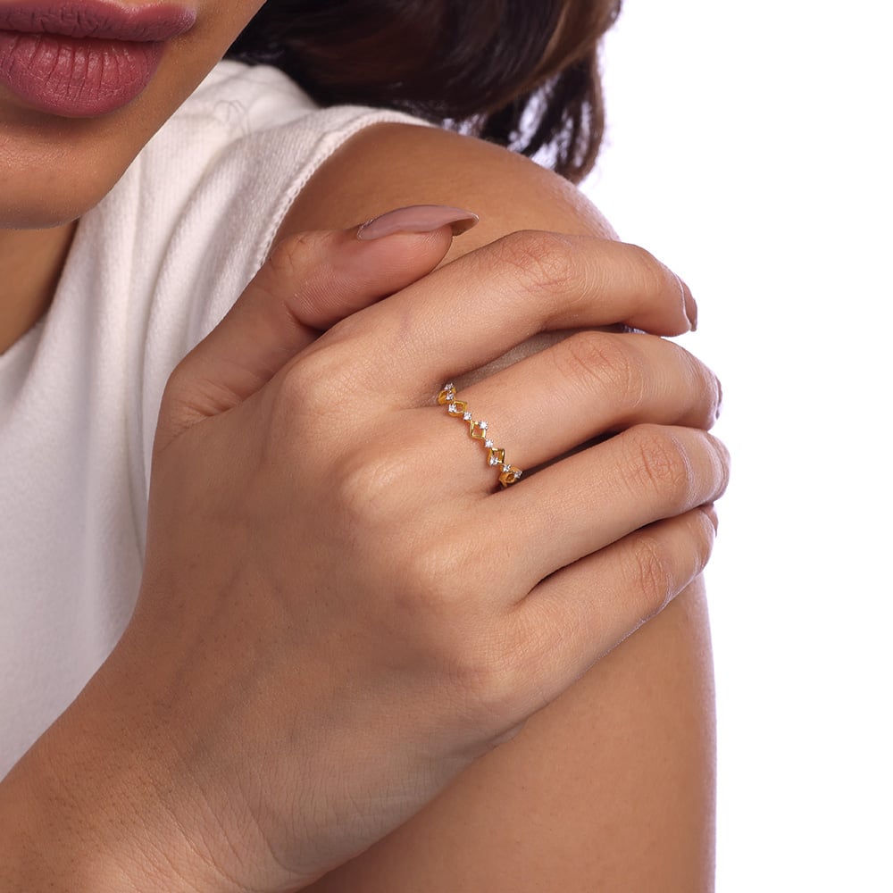 Sparkle Twist Gold & Diamond Finger Ring,,hi-res image number null