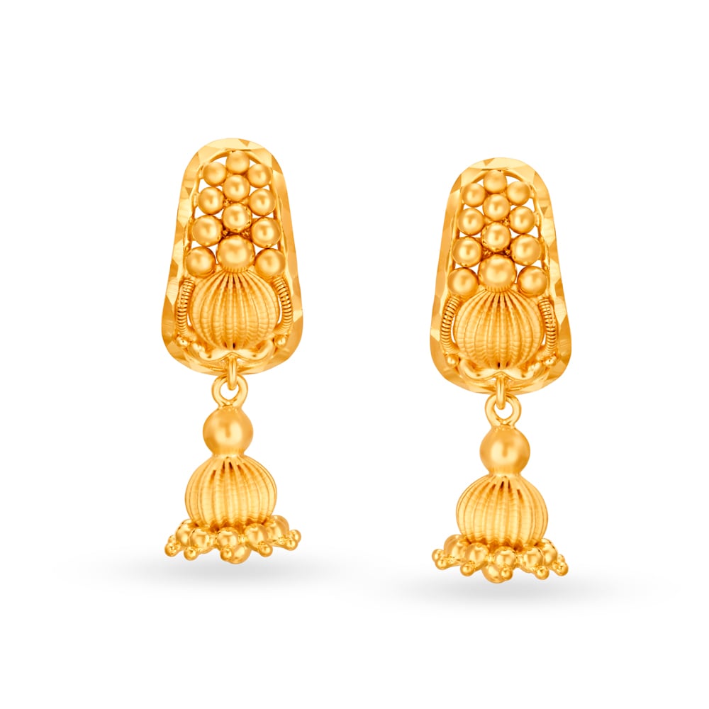 

Novel 22 Karat Yellow Gold Filigree Danglers