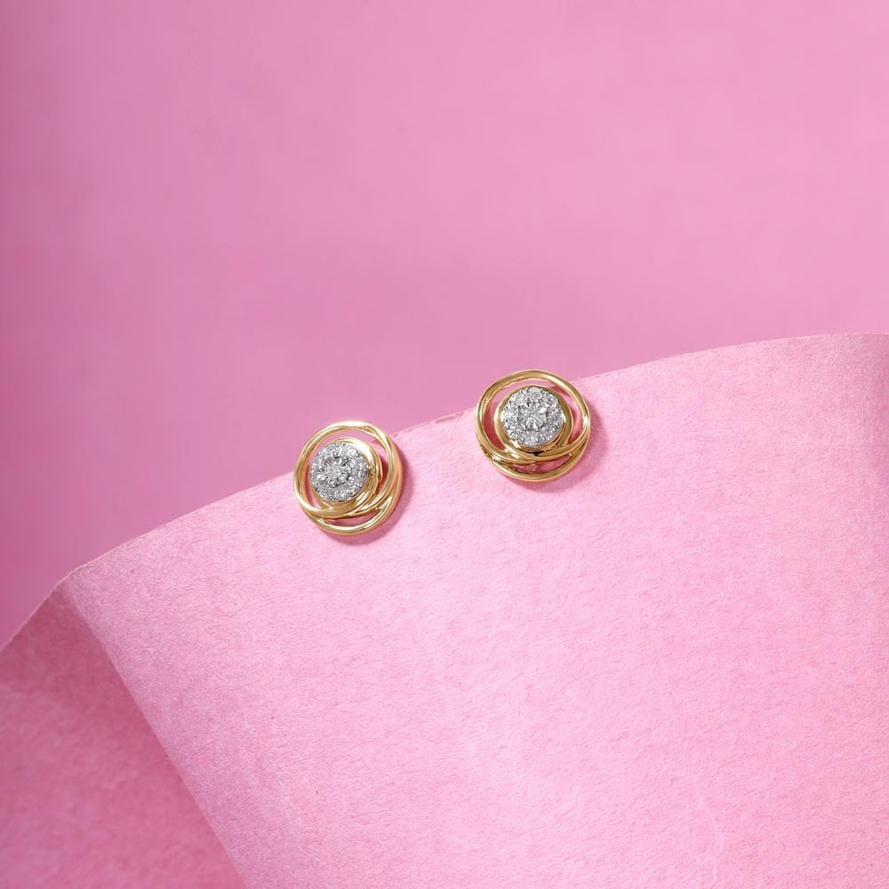 Dotted Shine Diamond Stud Earrings,,hi-res image number null