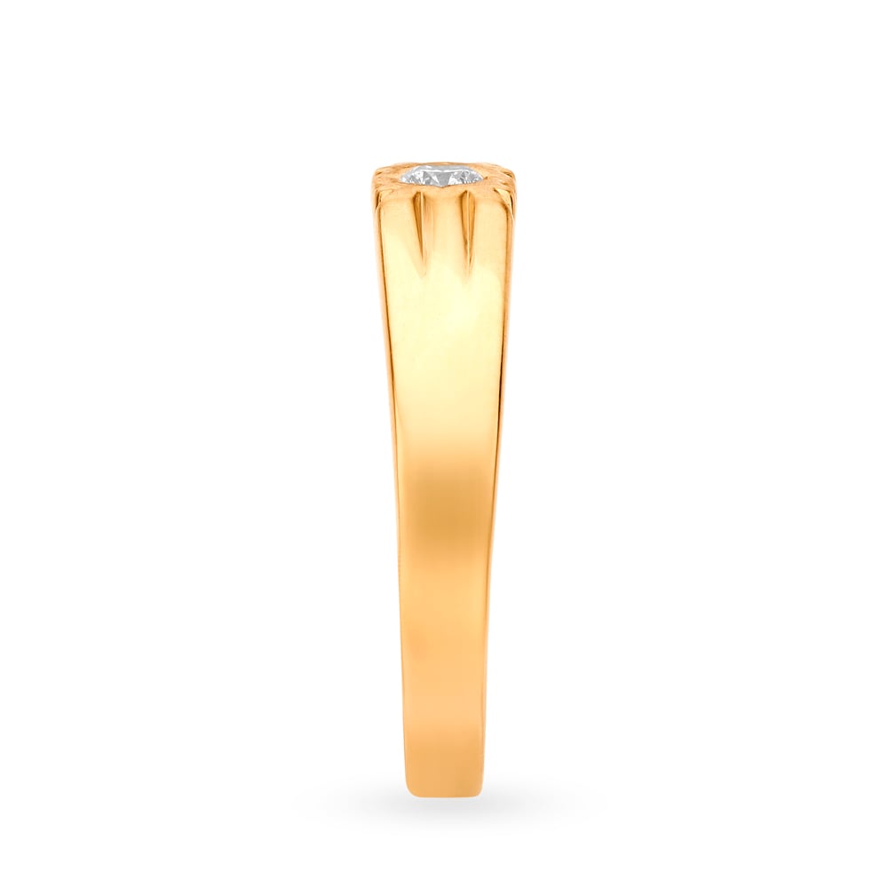 Charming 22 Karat Yellow Gold And Diamond Finger Ring,,hi-res image number null