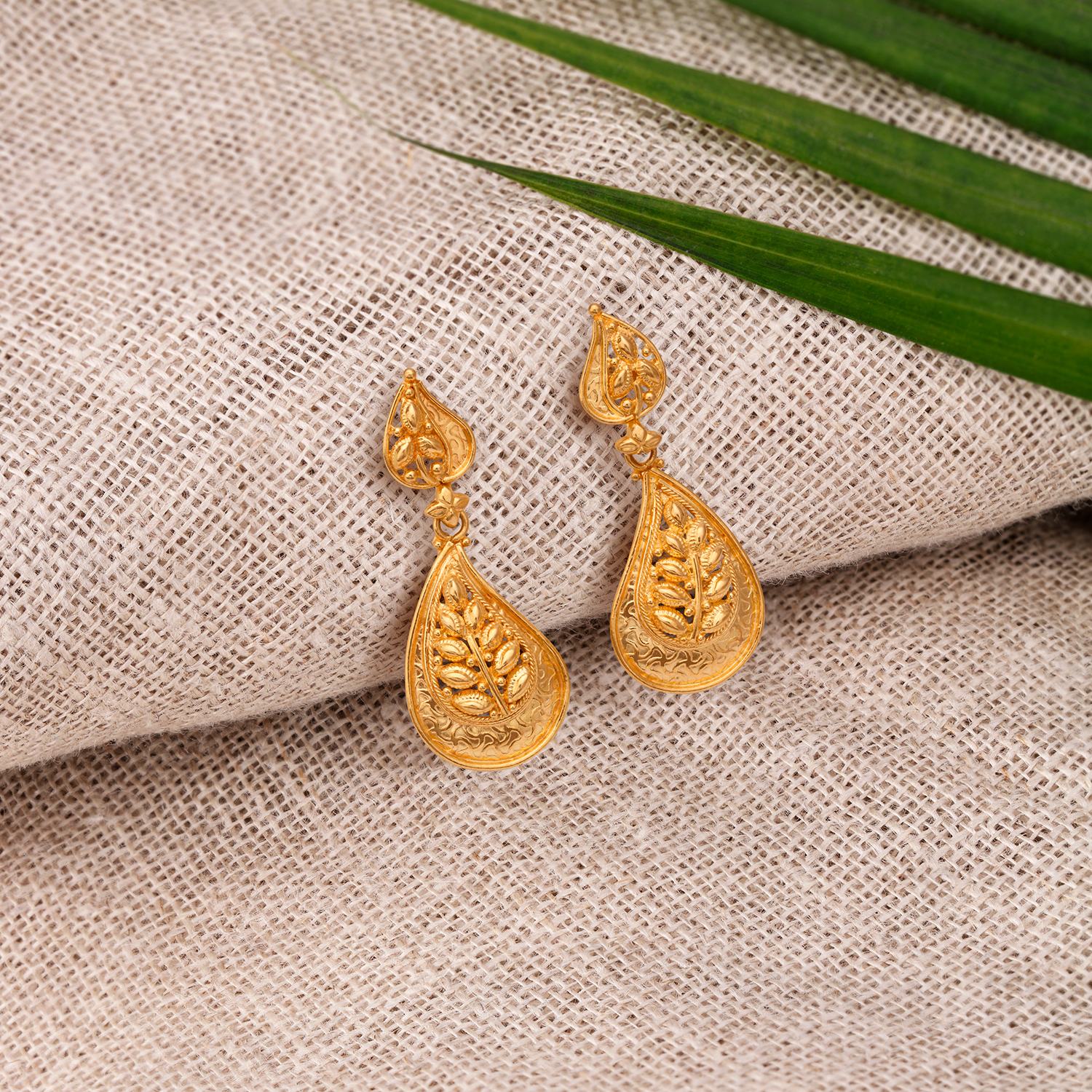 Delightful 22 Karat Yellow Gold Bell Motif Drop Earrings