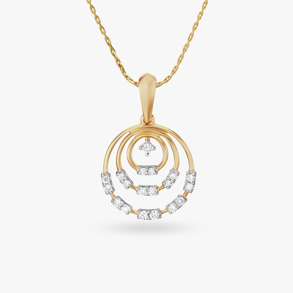 Golden Radiance Circle of Diamonds Pendant