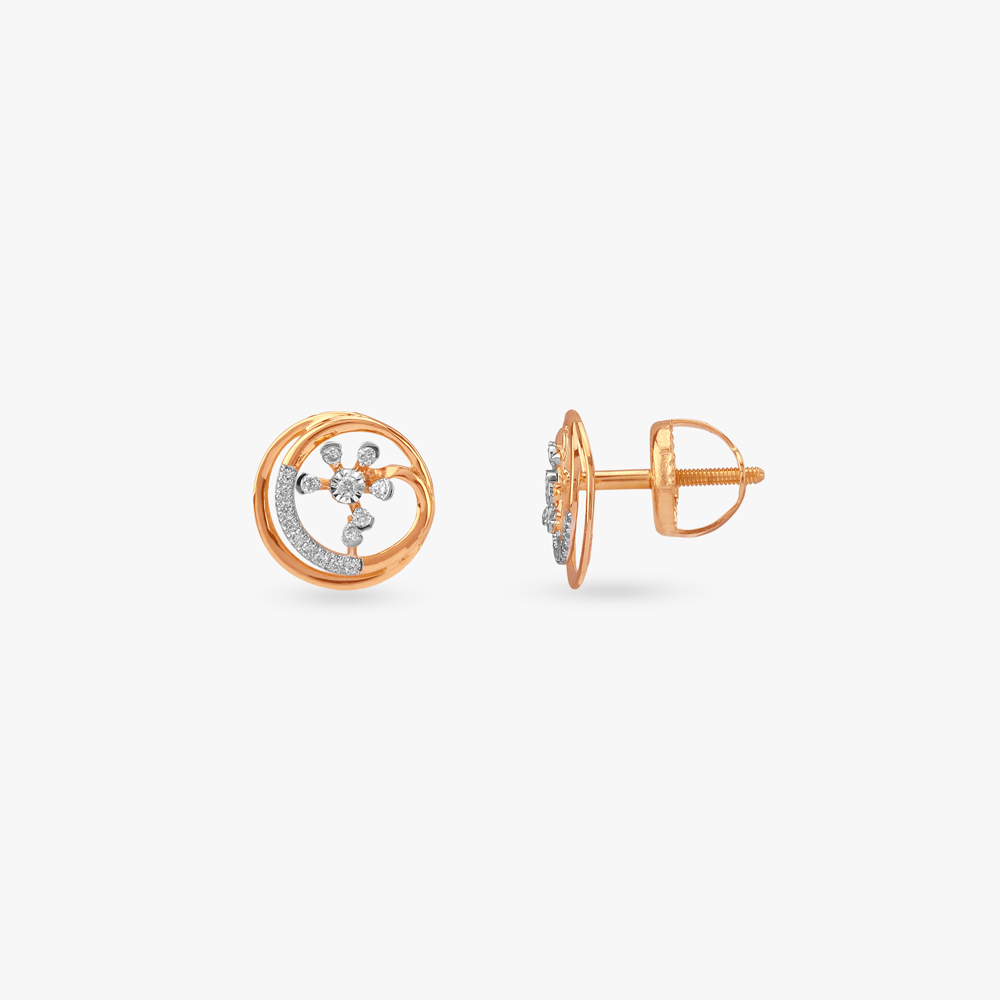 Swirl Bloom Diamond Stud Earrings,,hi-res image number null