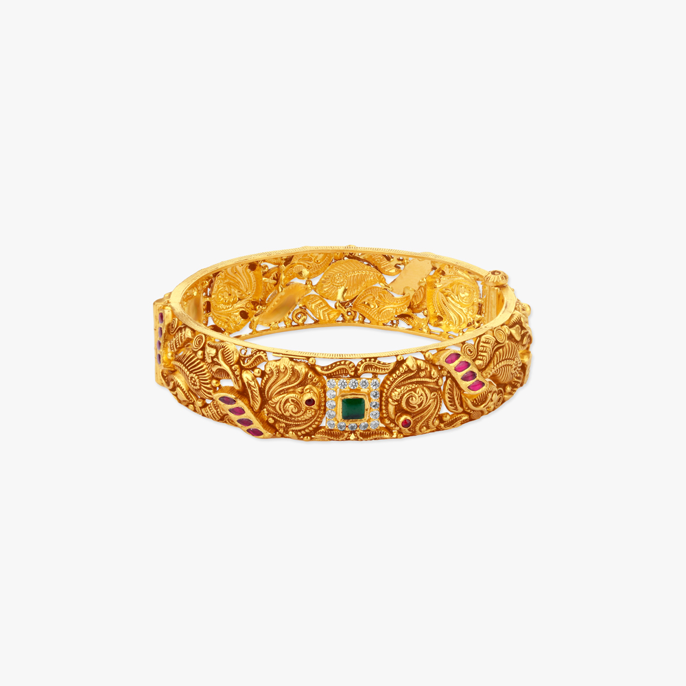 Peacock Crest Gold Bangles,,hi-res image number null