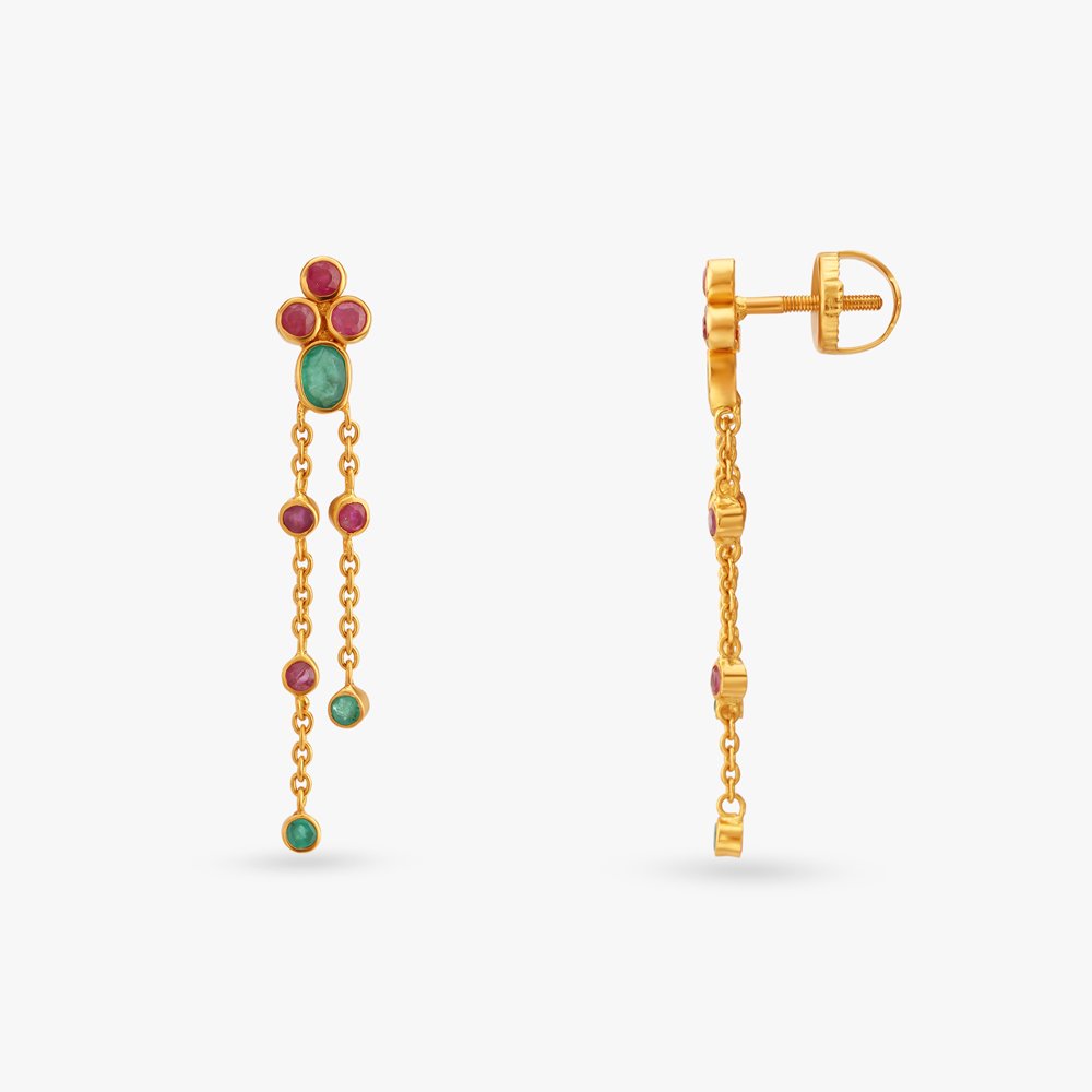 Tassel Gold Pendant with Chain and Earrings Set,,hi-res image number null