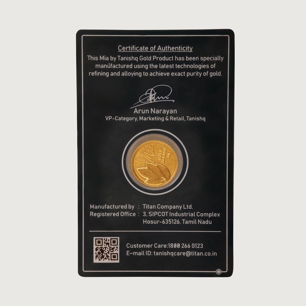 5 GM 24 Karat Mango Leaf Gold Coin,,hi-res image number null