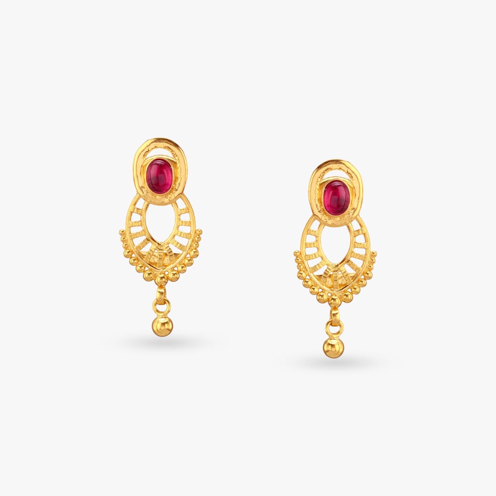 Scarlet Bloom Gold Pendant and Earrings Set,,hi-res image number null