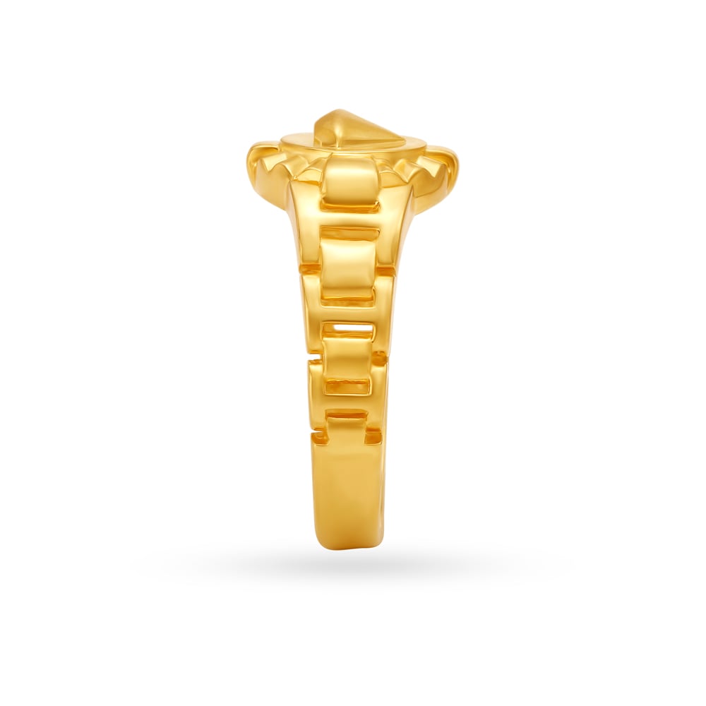 Massive Diamond Engraved Gold Finger Ring For Men,,hi-res image number null