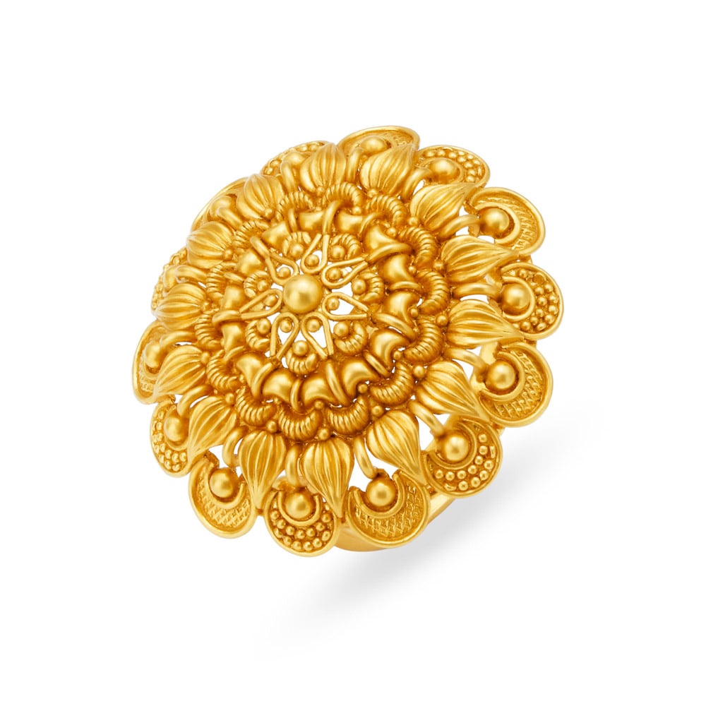 Opulent Floral Gold Finger Ring,,hi-res image number null