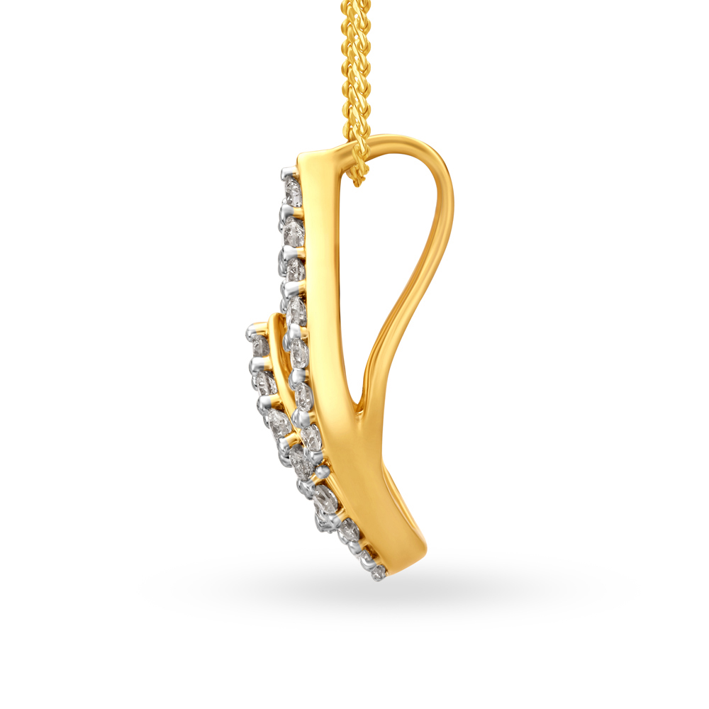 Dazzling 18 Karat Yellow Gold And Diamond FlameInspired Pendant