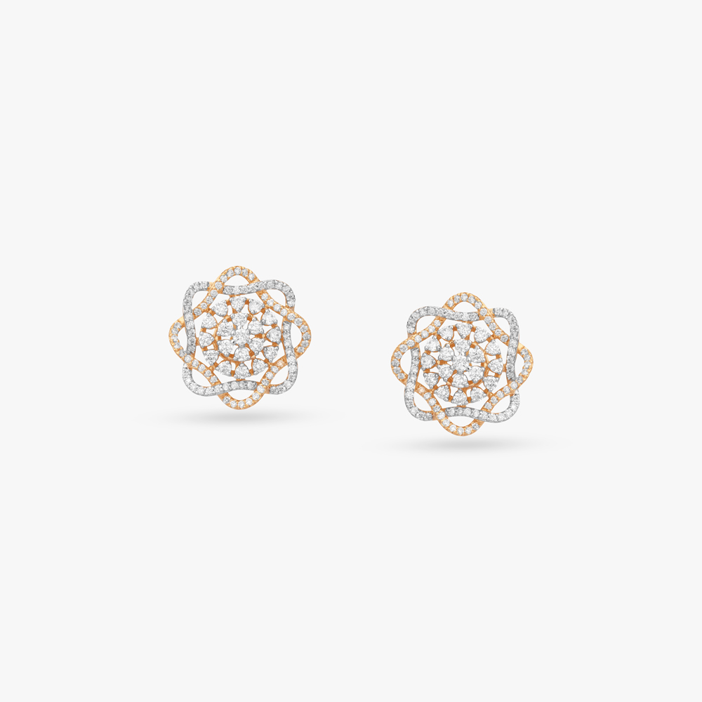 Entwined Bloom Diamond Stud Earrings,,hi-res image number null